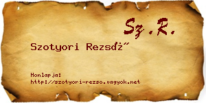 Szotyori Rezső névjegykártya
